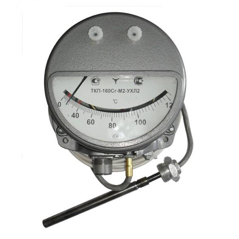 Термометр манометрический, конденсационный, показывающий, сигнализирующий ТЕПЛОКОНТРОЛЬ ТКП-160Сг-М3 Л длина капилляра свыше 6,0 м до 25,0 м кл.1,5 Термометры